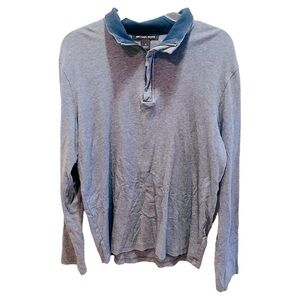 Michael Kors Gray Long Sleeve Polo Shirt Medium